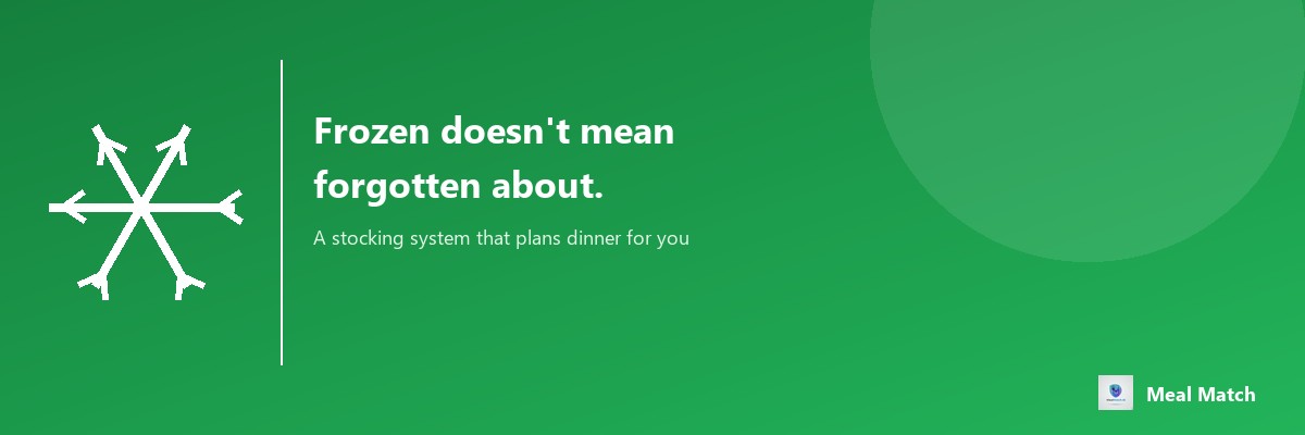 A white snowflake icon on a green background, illustrating a guide to stocking a freezer as part of a weekly meal plan